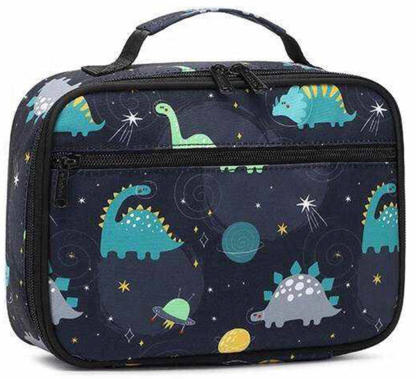 Insulated Lunch Bag - Grey Dino
